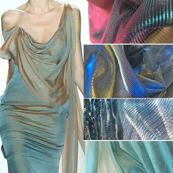 4 couleurs Iridescence maille tissu rétro doux Tulle fille robe tissu coudre pour la Haute Couture, artisanat par yard