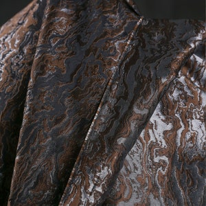 Vintage Luxury Bronze Wave Jacquard Fabric, Marbling Two-sided Brocade Fabric Chinese Fabric For Upholstery Designer Fabric