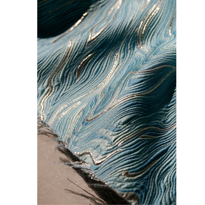 Chinese Traditional 3D Ocean Waves Silk Rayon Jacquard Brocade Fabric ...