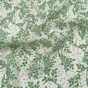 Leaves And Plants Linen Fabric For Girl Summer Dress,Curtain,Sewing Craft,Home Decor