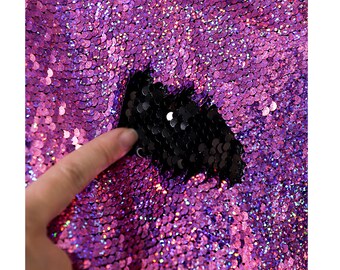 Luxury Reversible Sequin Fabric Two-tone Flip up Sequins Shiny Party Gown Dress Fabric For Sewing Costumes Apparel Crafts