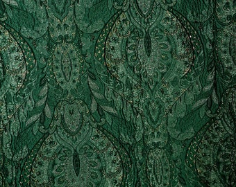 Green Medieval Jacquard Brocaded Fabrics,3D Irregular Fabrics,Dust Coat Fabric,Curtain,Upholstery,Dress Fabric,Prom Dress,Costume