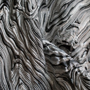 Luxury 3D Ocean Waves Silk Rayon Jacquard Brocade Fabric, Designer Fabric For Dresses, Skirts, Upholstery, Sewing Fabric,Home Decor