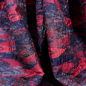 Gilding Red Jacquard Brocaded Fabrics, Bump Design Fabric,Floral Embossed 3D Irregular Fabrics, Fold fabric, Dust Coat Fabric