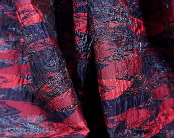 Vergoldung Rot Jacquard Brokat Stoffe, Bump Design Stoff, Blumen Geprägte 3D Unregelmäßige Stoffe, Falten Stoff, Staub Mantel Stoff