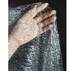 Silver/Purple Gauze Fabric Texture Hollow Out Mesh Fabric Bridal Veil Costume Designer Wedding Lace Dress Fabric Shiny Metallic Tulle Fabric