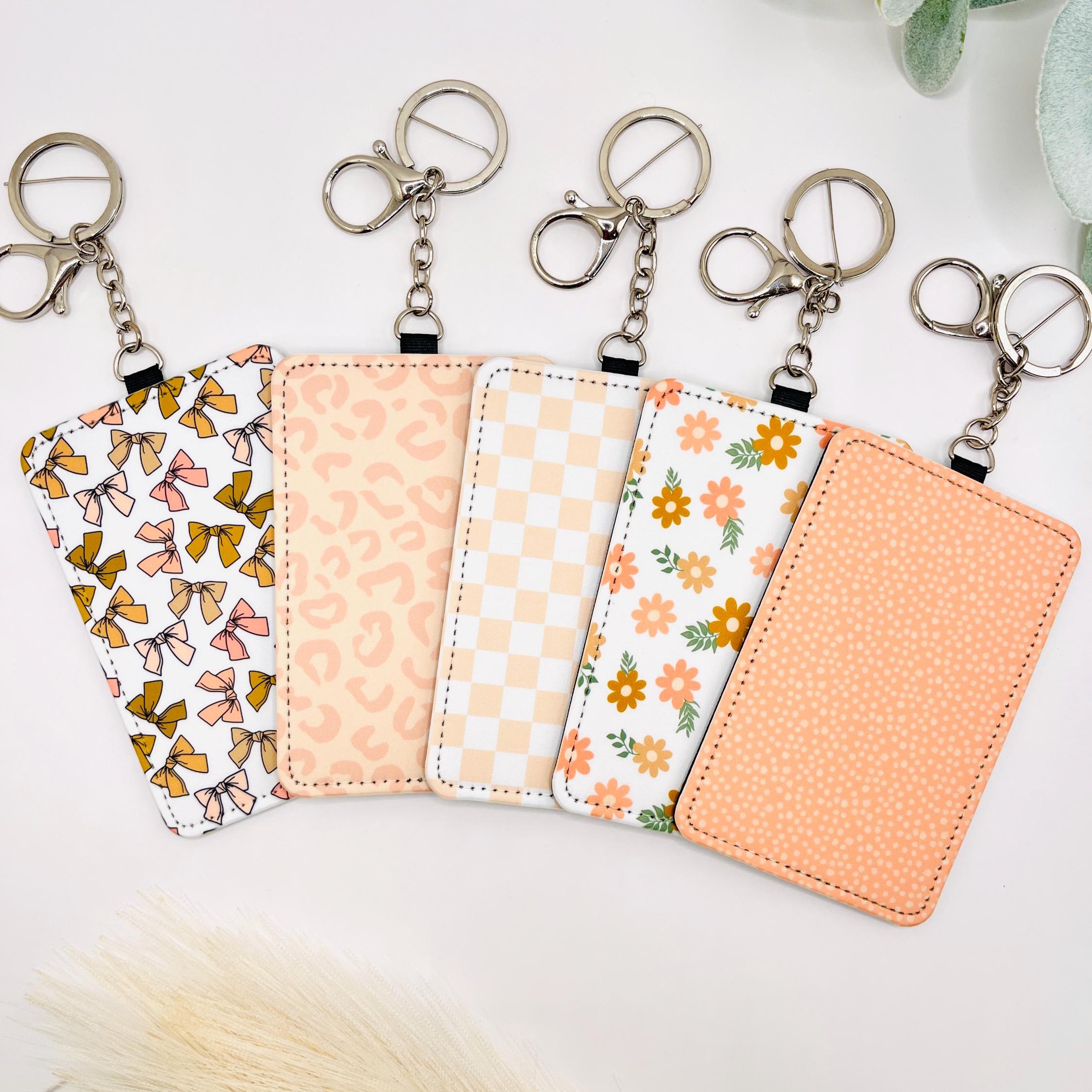 Summer Collection Keychain Wallet – 2 Slot Minimalist Card Holder with Key Ring | Compact, Lightweight, Stylish | Floral , Neutral patterns