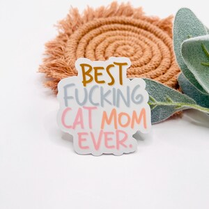 Best Cat Mom Ever | Cat Lover Gift | Cat Mama Sticker | Funny Cat Mom Stickers | Water Bottle Sticker | Laptop Sticker