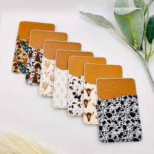 Cartera para teléfono con tarjetero y diseño de vaca, de piel de vaca, con diseño de vaquera, con diseño de vaca de las Tierras Altas.