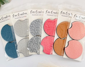 Dotted Neoprene Car Coasters | Set of 2, Cup Holder Accessory