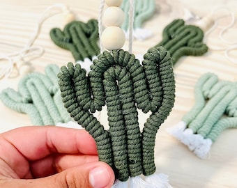 Macrame Cactus Car Diffuser ⎮ Cactus Car Charm ⎮ Boho Car Accessories ⎮ Rear View Mirror Hanging Cactus ⎮ Fiber art ⎮ boho diffuser