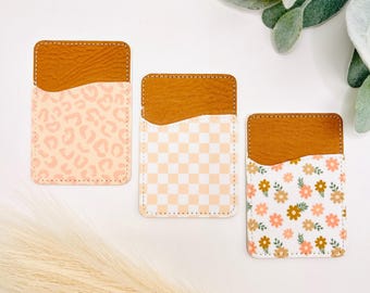 Floral Stick-On Phone Wallet | Faux Leather Adhesive Card Holder