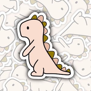 Cute Dinosaur Sticker | Dino Sticker | Laptop Sticker | Pink Dino Sticker | Vinyl Sticker | MarissaDDesigns