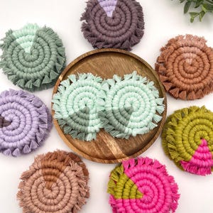 Custom Macrame Car Coasters – Boho Car Accessories | Set of 2 Handmade Coasters for Cup Holders | Two-toned Cup Coaster