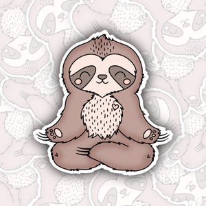 Cute Sloth Sticker | Animal Sticker | Laptop Sticker | Waterbottle Decal | Meditating Sloth Sticker | Sitting sloth sticker