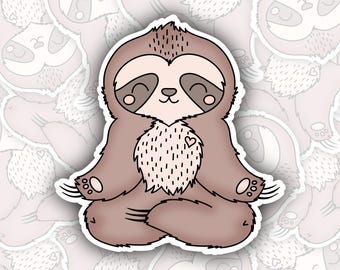 Meditating Sloth Sticker | Waterproof Laptop Decal