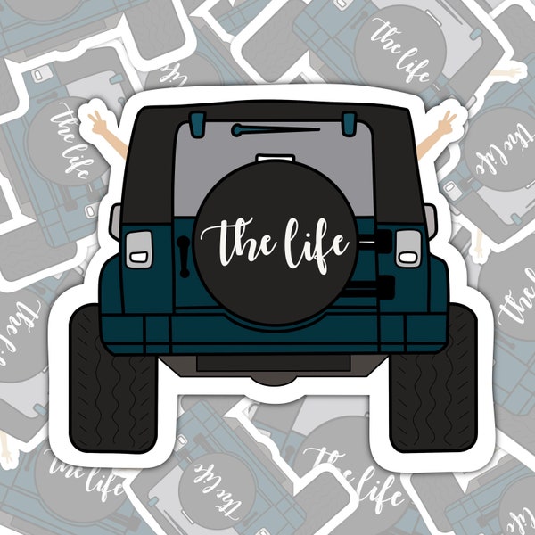 4x4 Off Road Girl Wrangler Sticker, Blue Wrangler Sticker, Off Road Peace Sign Hand Wave Cute off-road Sticker, Water bottle Sticker