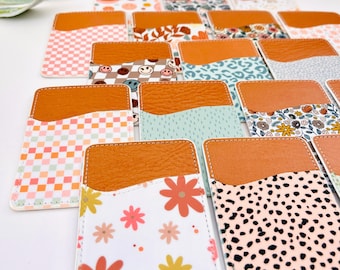 Boho Vegan Leather Phone Card Holder | Retro Pattern Stick On Wallet