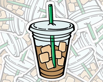Starbucks Iced Coffee Vinyl Sticker, Laptop Decal