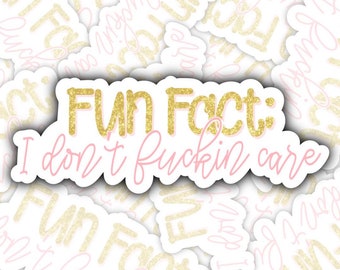 Fun Fact I Don't Care Glossy Vinyl Sticker, Sarcastic Laptop Decal