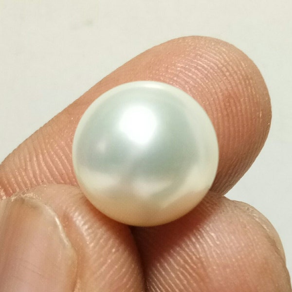 11.75 MM Super Fine véritable perle australienne des mers du sud blanc/perle à bouton ample, perle d'anneau en vrac parfaite d'eau salée | Perle classique