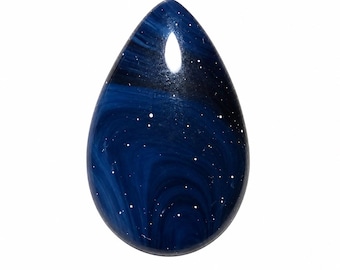 Dark Blue Leland Blue Slag Pear Cabochon | Rare Blue Slag Glass Gemstone | Pear Cab for Wire Wrapping, Pendant, Ring & Jewelry Making