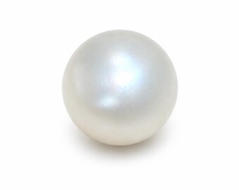 Perla suelta cultivada redonda natural de 10 mm color crema blanquecino de los Mares del Sur
