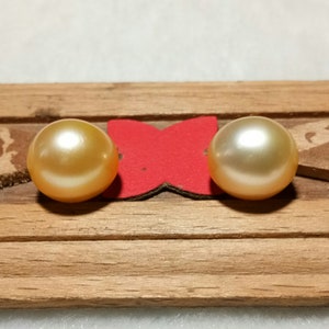 Par de perlas doradas naturales del Mar del Sur / Perlas cultivadas de agua salada auténticas / Perlas sueltas casi redondas a juego / Suministros para joyería fina imagen 6
