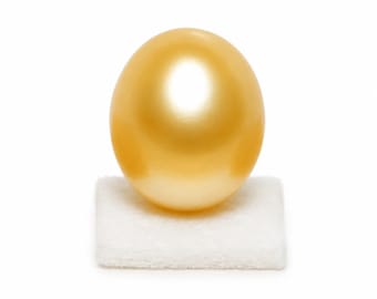 Golden South Sea Cultured Pearl AAA High Luster Drop 9x10.5mm Loose Pearl