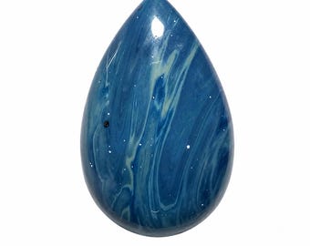 Blue Leland Slag Copper Gemstone: Pear Loose Stone (26X18X6 MM)
