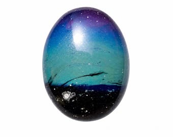 Leland Blue Slag Stone, AAA Oval Cabochon 27x21mm, Blue Slag Glass Gemstone, Jewelry Making Supply