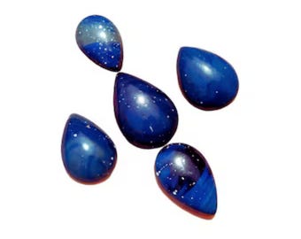 Natural Leland Blue Stone Cabochon, Pear Cabochon for Jewelry Making 5 Pieces Lot