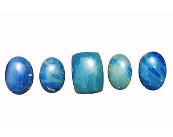 Blue Slag Copper Stones 5 pcs Cabochon Lot | Unique Shapes