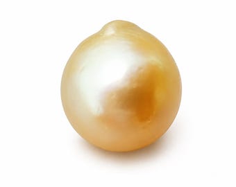 South Sea Pearl Golden Semi Baroque – Natural Champagne Green Overtone 13x15MM