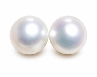 Par de perlas naturales del Mar del Sur de 11,25 mm, perlas sueltas sin perforar de alta calidad para pendientes y fabricación de joyas.