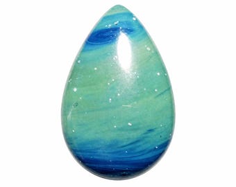Blue Slag Copper Gemstone: Pear Cabochon, Jewelry Making (25x17x5mm)