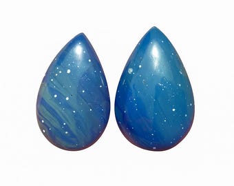 26.70Ct Natural Blue Slag Copper Cabochon Pair | Swedish Copper Pear Stones