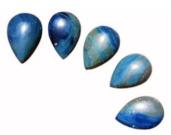 Blue Slag Swedish Glass Pear Cabochon | Lapidary Gem for Wire Wrapping | Artisan Pendant | Jewelry Making Supply