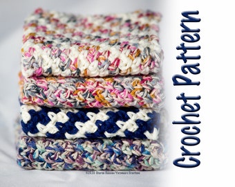 Diagonal Granite Stitch Crocheted Dishcloth Pattern