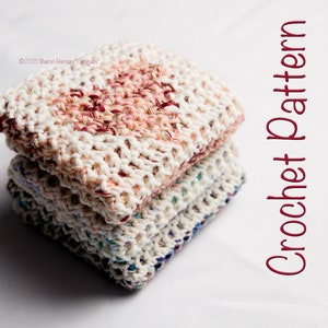 Four Square Hearts/Clovers/Butterflies Thermal Crochet Dishcloth Pattern