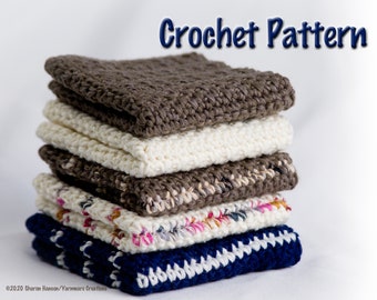 Linen Stripes Crocheted Dishcloth PATTERN