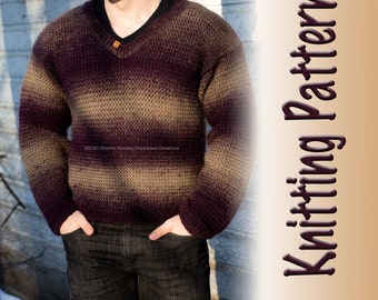 Mens Woven Stitch Knit Sweater Pattern