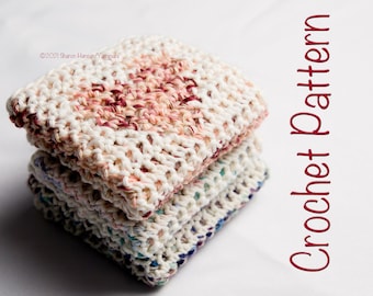 Four Square Hearts/Clovers/Butterflies Thermal Crochet Dishcloth Pattern