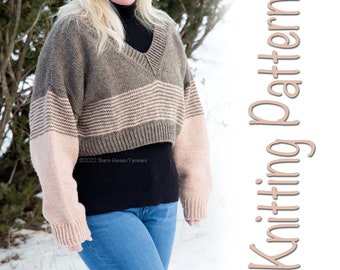 Well Worn Cropped Lightweight Wool Sweater Knitting Pattern