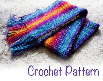 World Traveler Scarf Crochet Pattern//Rainbow Scarf//Microstripes