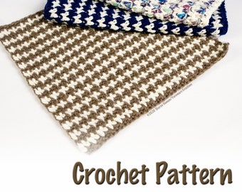 Houndstooth Crocheted Cotton Dishcloth PATTERN