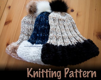 Chunky Fur Trimmed Knit Hat Pattern