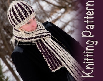Oatmeal and Raisin Beginner Brioche Scarf and Beanie Knitting Pattern with Photo Tutorial