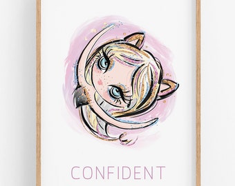 Letter C for Confident Cat - Inspiring Empowering Values Digital Printable Print Prints Poster Wall Art Kids Nursery Bedroom Playroom