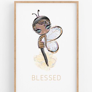 Monogramm Buchstabe B für Blessed, Bee Inspiring, Empowering Kids, Digital druckbarer Download, Inspirierende Drucke, Kinderzimmer Wandkunst, Spielzimmer Druck